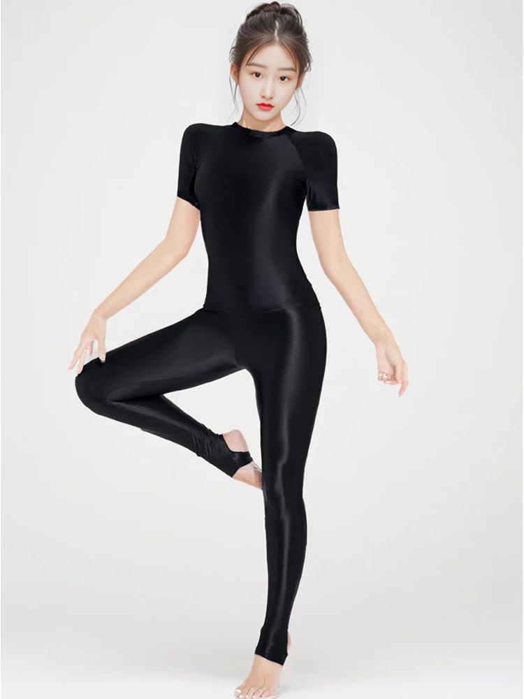 Yoga Fitness Fit Club - 여성용 M-XL 광택 반팔 티셔츠, 신축성