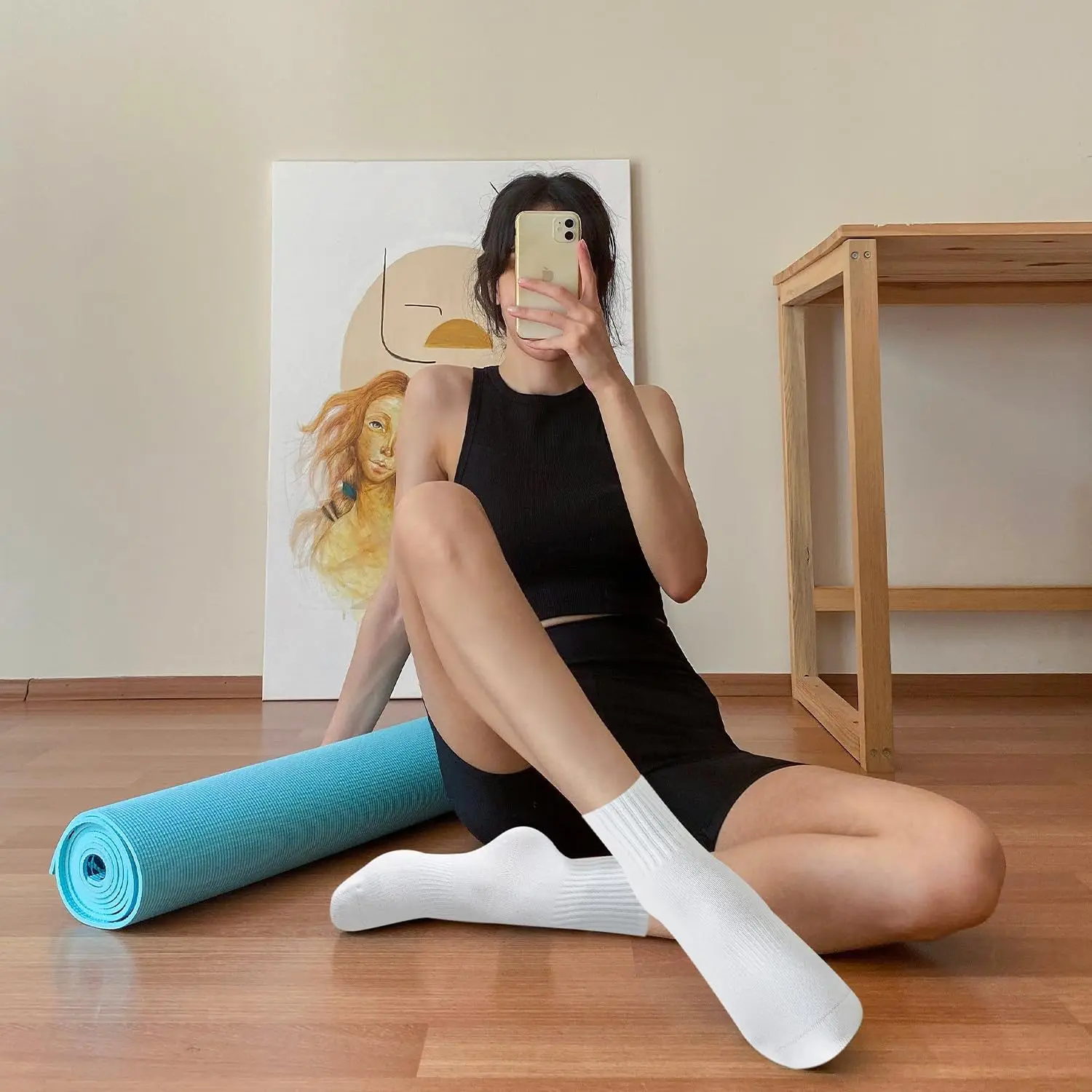 여성용 요가 양말 4켤레, 단색 미드솔 미끄럼 방지 그 - Yoga & Fitness Classes By Niharika Zirakpur Reviews 리뷰 및 가격